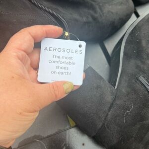 AEROSOLES Black Suede thigh high Boots with Side Zip